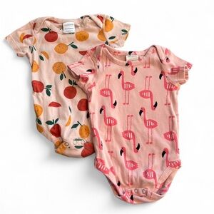 Hanna Andersson Organic Cotton Pink and Orange Baby Bodysuits